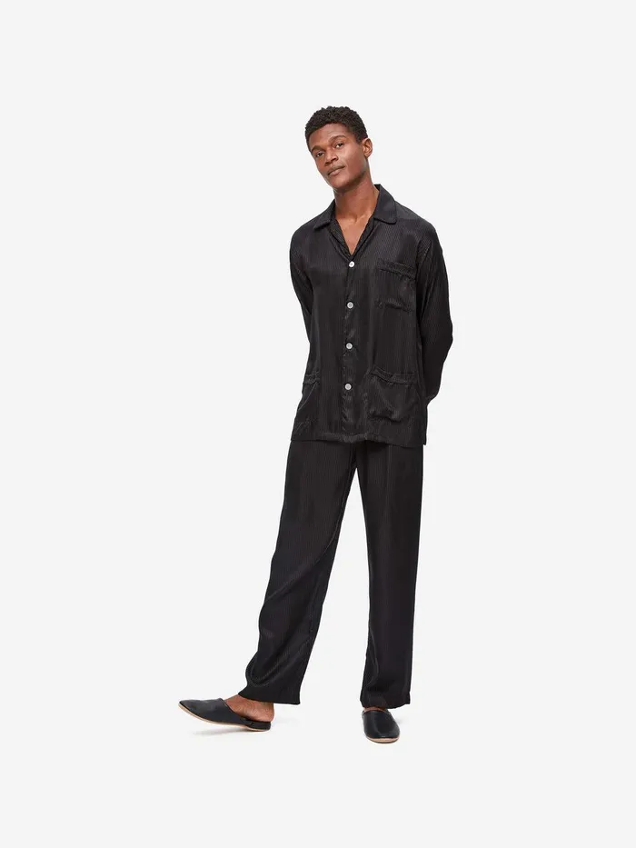 Derek Rose Mule Slippers Morgan Calfskin Leather Black MenSlippers Slippers