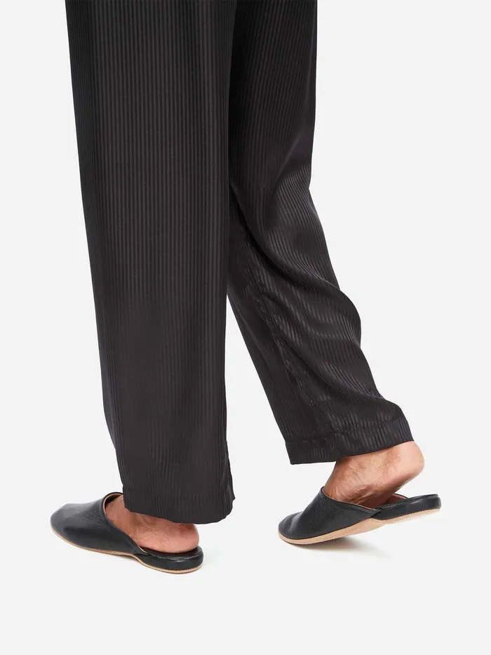 Derek Rose Mule Slippers Morgan Calfskin Leather Black MenSlippers Slippers