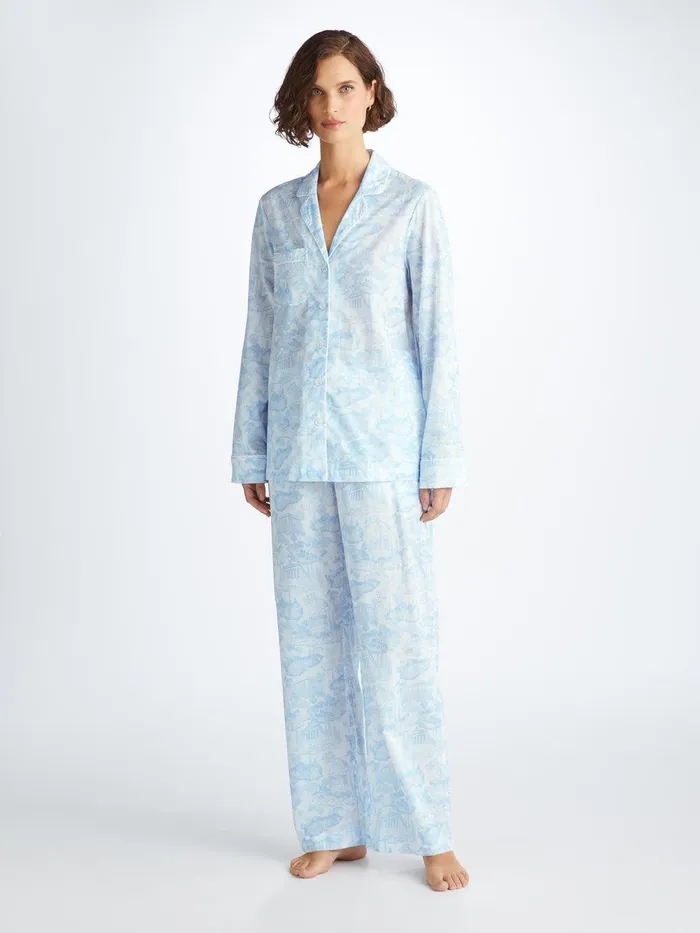 Derek Rose Pajamas Ledbury 77 Cotton Batiste White Women Cotton Pajamas