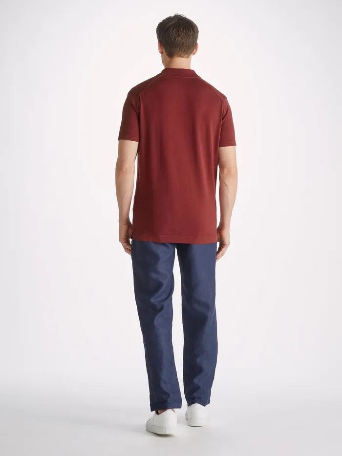 Derek Rose Polo Shirt Jacob Sea Island Cotton Burgundy Men Sea Island Cotton Polo Shirts