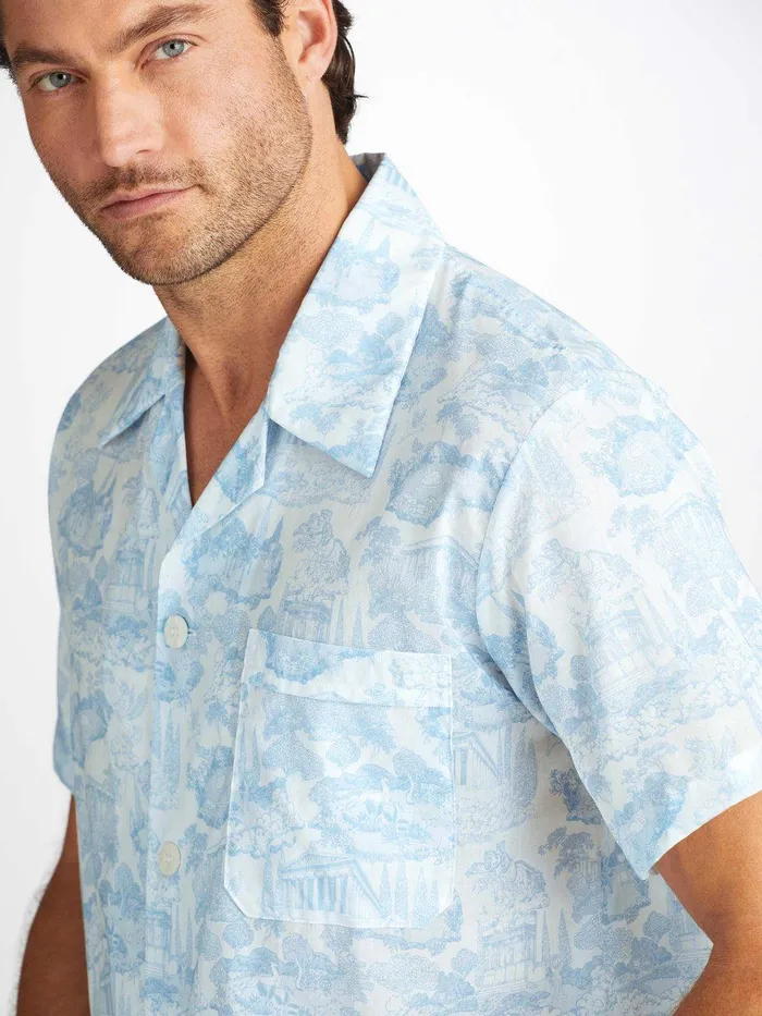 Derek Rose Short Pajamas Ledbury 77 Cotton Batiste White Men Cotton Pajamas