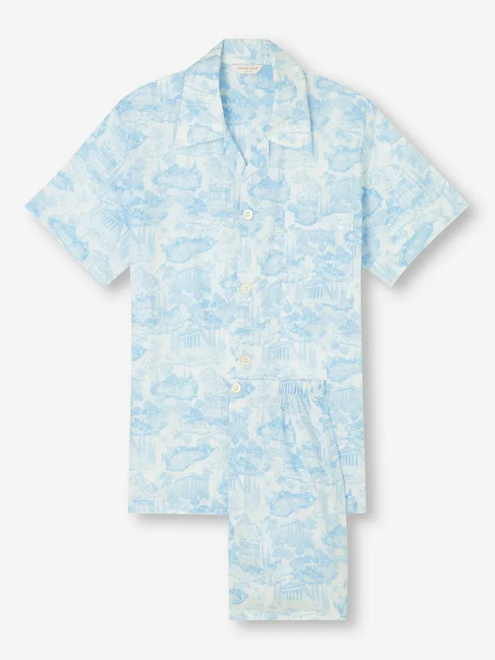 Derek Rose Short Pajamas Ledbury 77 Cotton Batiste White Men Cotton Pajamas