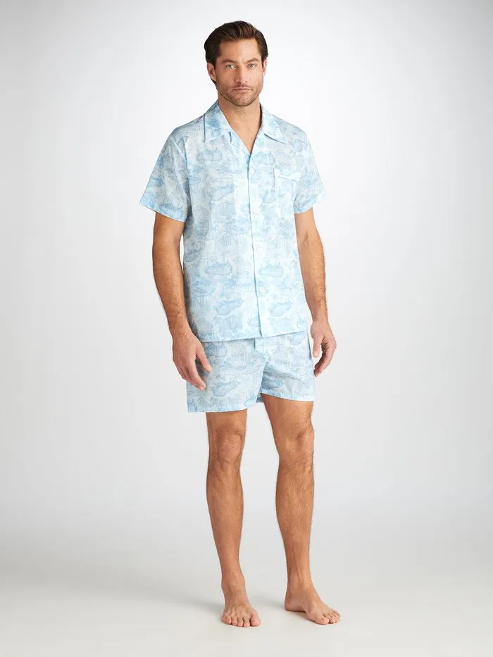 Derek Rose Short Pajamas Ledbury 77 Cotton Batiste White Men Cotton Pajamas