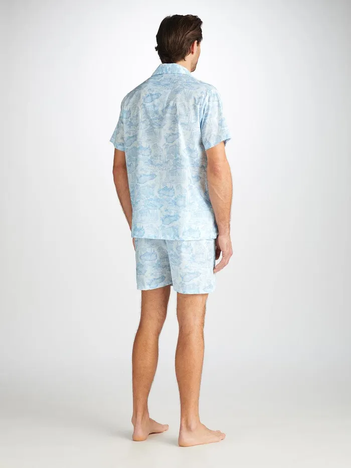 Derek Rose Short Pajamas Ledbury 77 Cotton Batiste White Men Cotton Pajamas
