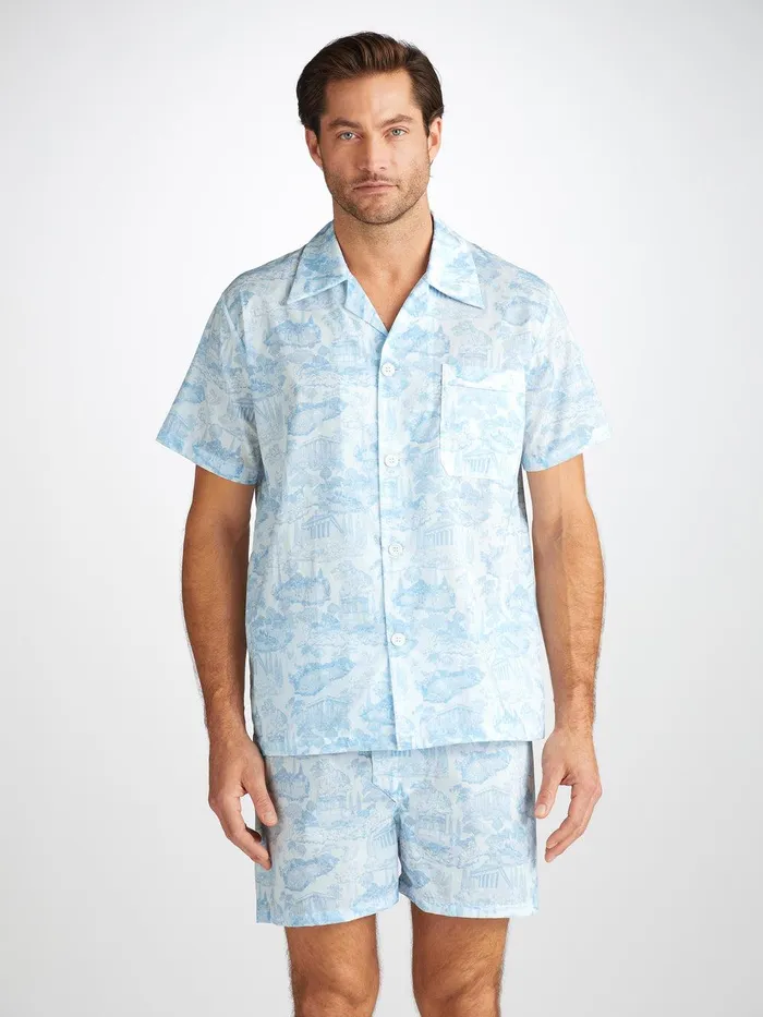 Derek Rose Short Pajamas Ledbury 77 Cotton Batiste White Men Cotton Pajamas