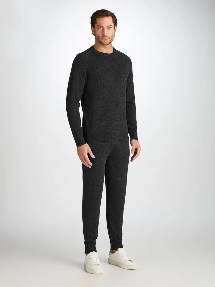 Derek Rose Sweater Finley Cashmere Charcoal Men Cashmere Sweaters