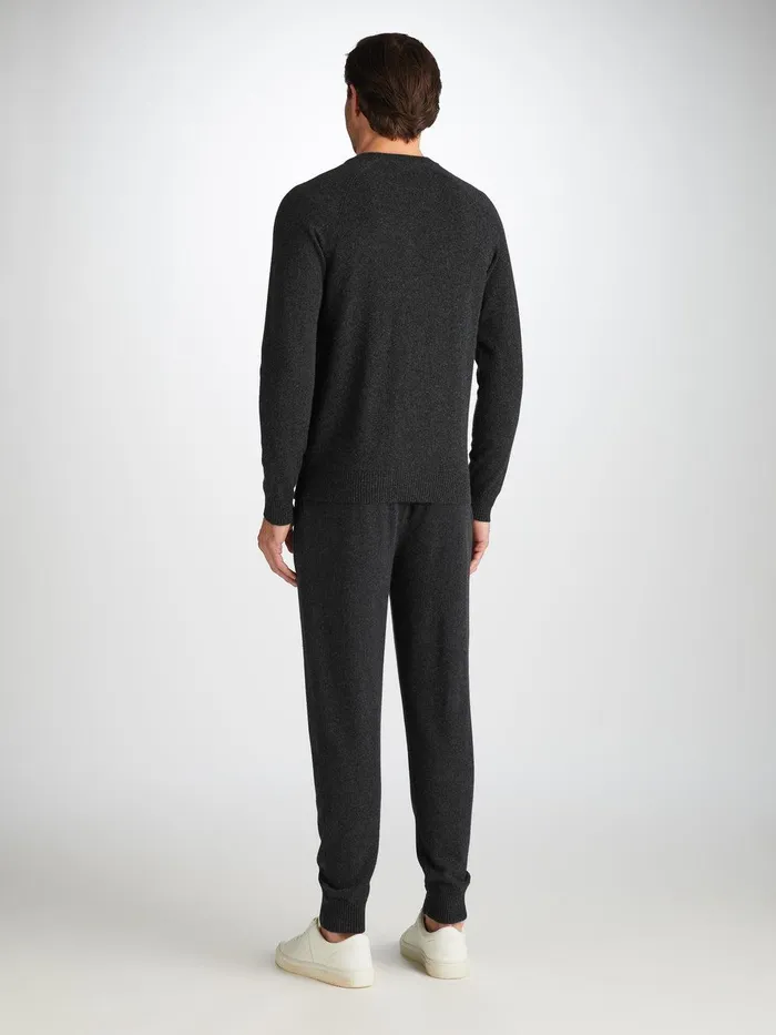 Derek Rose Sweater Finley Cashmere Charcoal Men Cashmere Sweaters