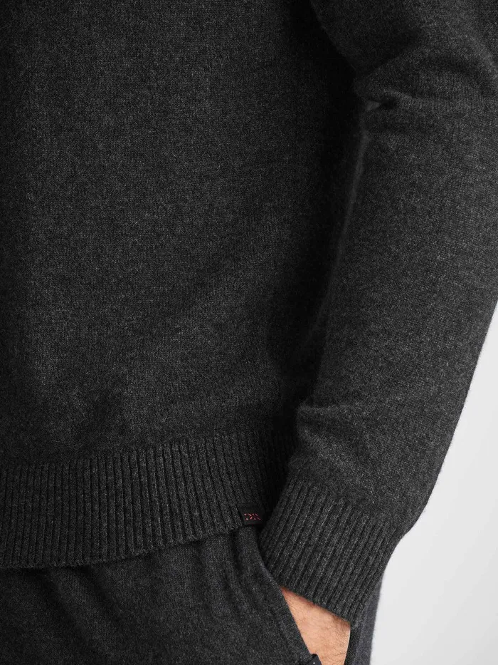 Derek Rose Sweater Finley Cashmere Charcoal Men Cashmere Sweaters