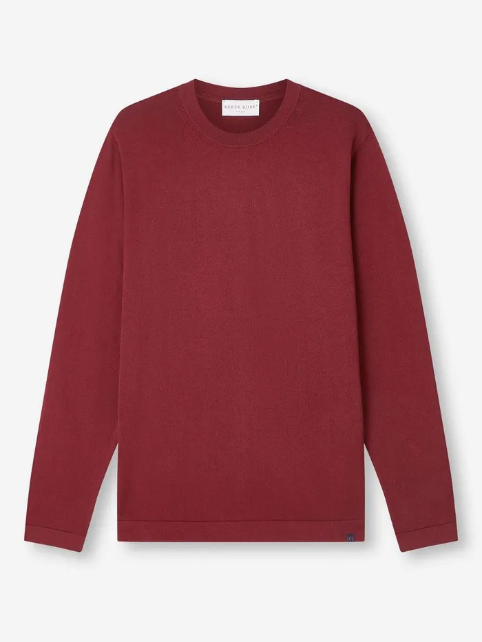 Derek Rose Sweater Jacob Sea Island Cotton Burgundy Men Sea Island Cotton Sweaters
