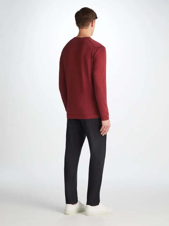 Derek Rose Sweater Jacob Sea Island Cotton Burgundy Men Sea Island Cotton Sweaters