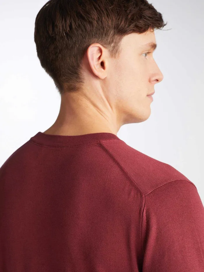 Derek Rose Sweater Jacob Sea Island Cotton Burgundy Men Sea Island Cotton Sweaters