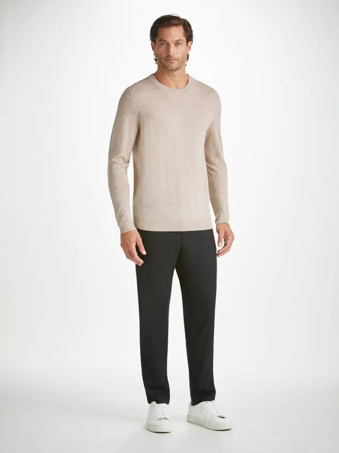Derek Rose Sweater Orson Merino Wool Oat Men Merino Sweaters and Hoodies