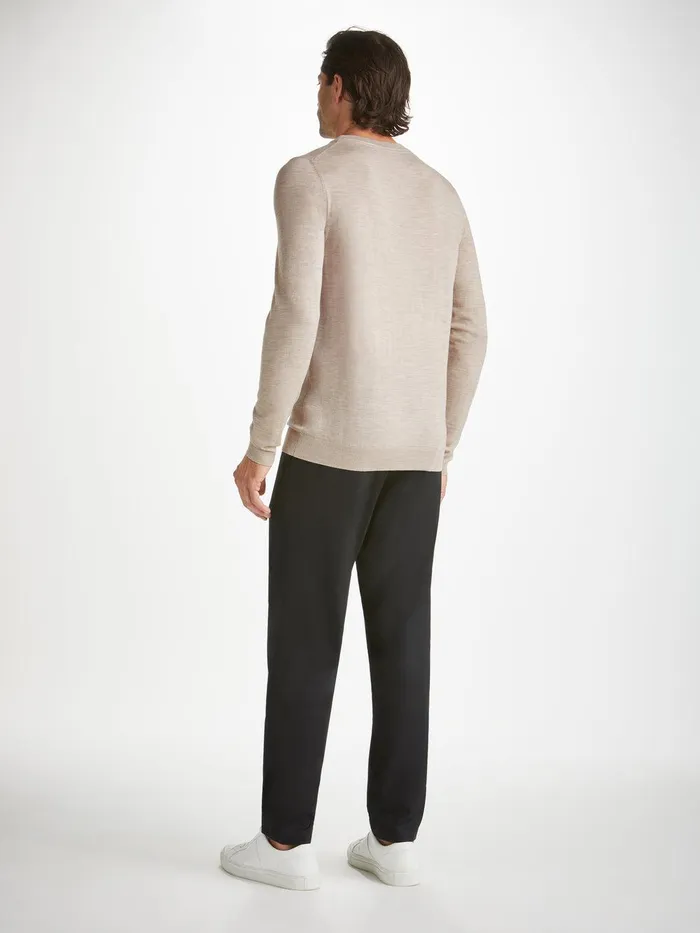 Derek Rose Sweater Orson Merino Wool Oat Men Merino Sweaters and Hoodies