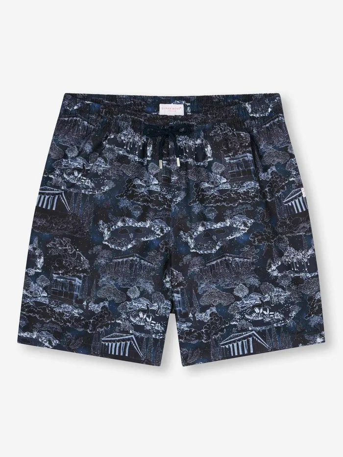 Derek Rose Swim Shorts Maui 66 Navy Men Classic Fit Swim Shorts