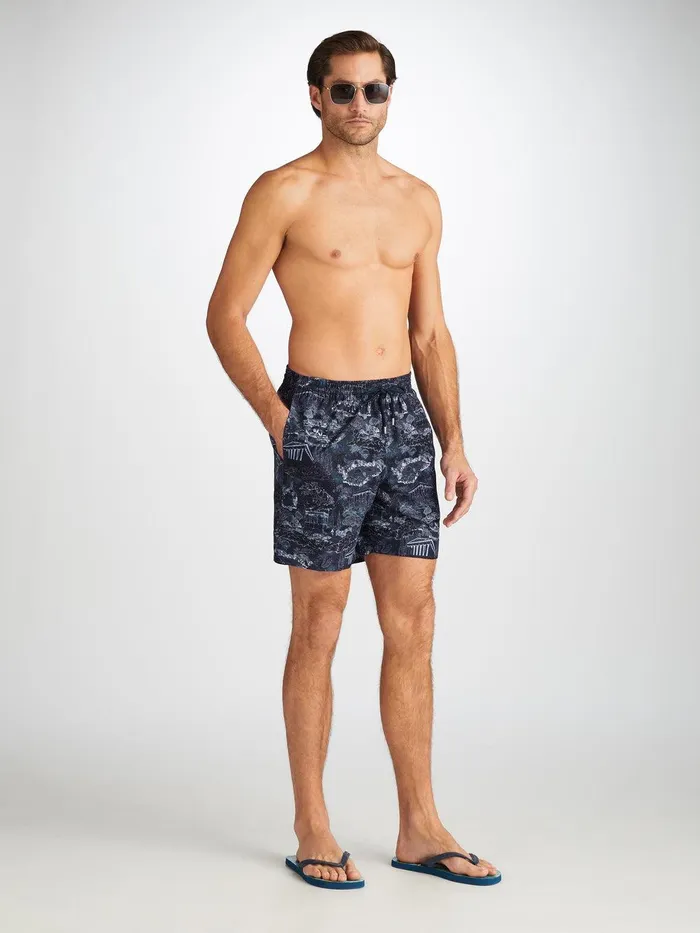 Derek Rose Swim Shorts Maui 66 Navy Men Classic Fit Swim Shorts