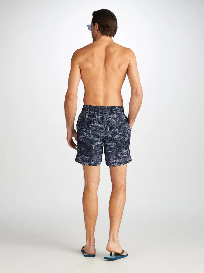 Derek Rose Swim Shorts Maui 66 Navy Men Classic Fit Swim Shorts