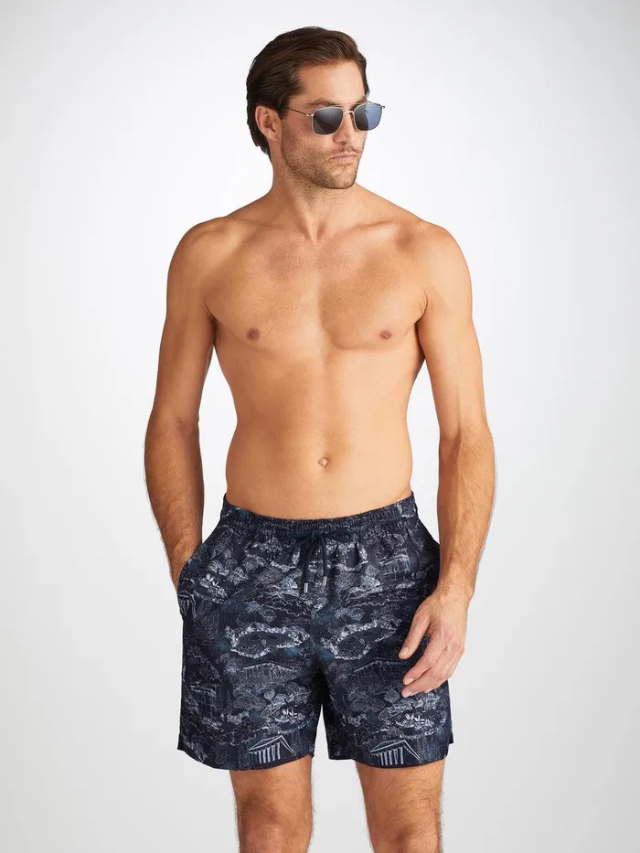 Derek Rose Swim Shorts Maui 66 Navy Men Classic Fit Swim Shorts