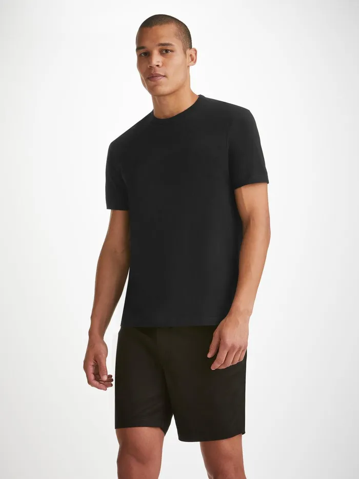 Derek Rose TShirt Barny Pima Cotton Black Men Short Sleeve TShirts