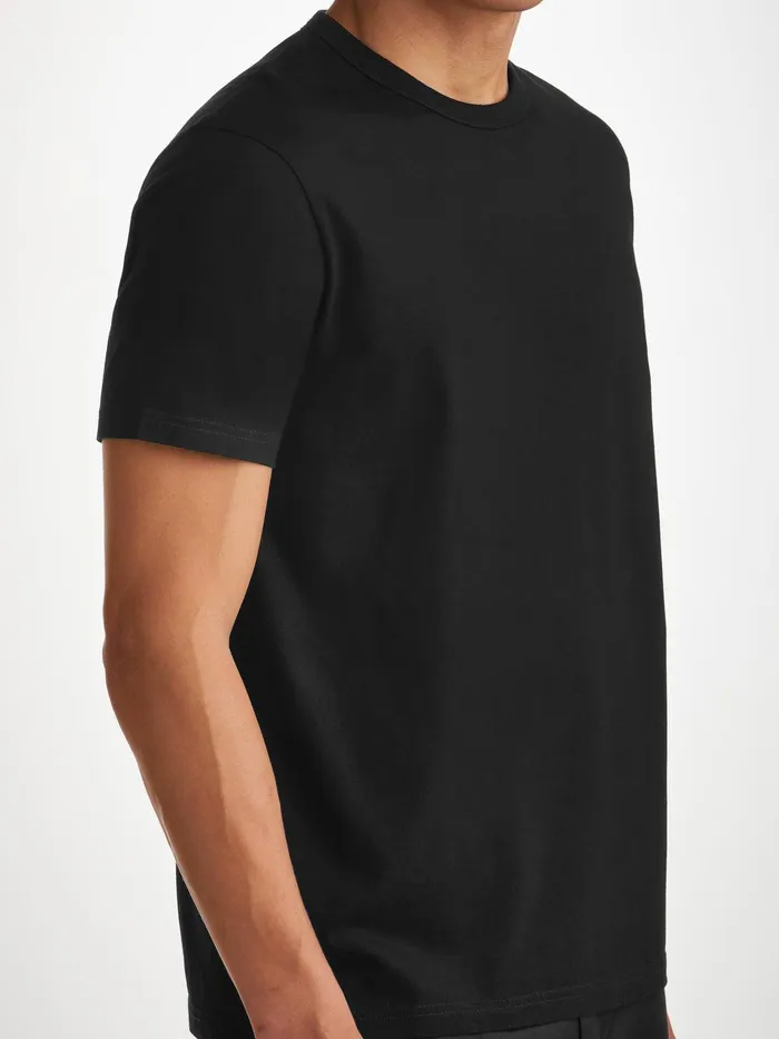 Derek Rose TShirt Barny Pima Cotton Black Men Short Sleeve TShirts
