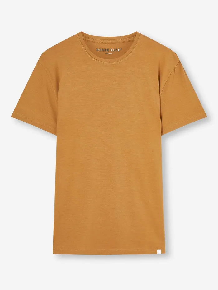Derek Rose TShirt Basel Micro Modal Stretch Gold Men Short Sleeve TShirts