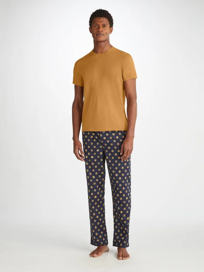 Derek Rose TShirt Basel Micro Modal Stretch Gold Men Short Sleeve TShirts