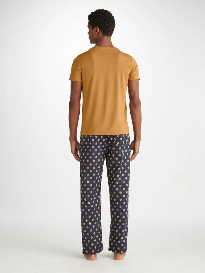 Derek Rose TShirt Basel Micro Modal Stretch Gold Men Short Sleeve TShirts