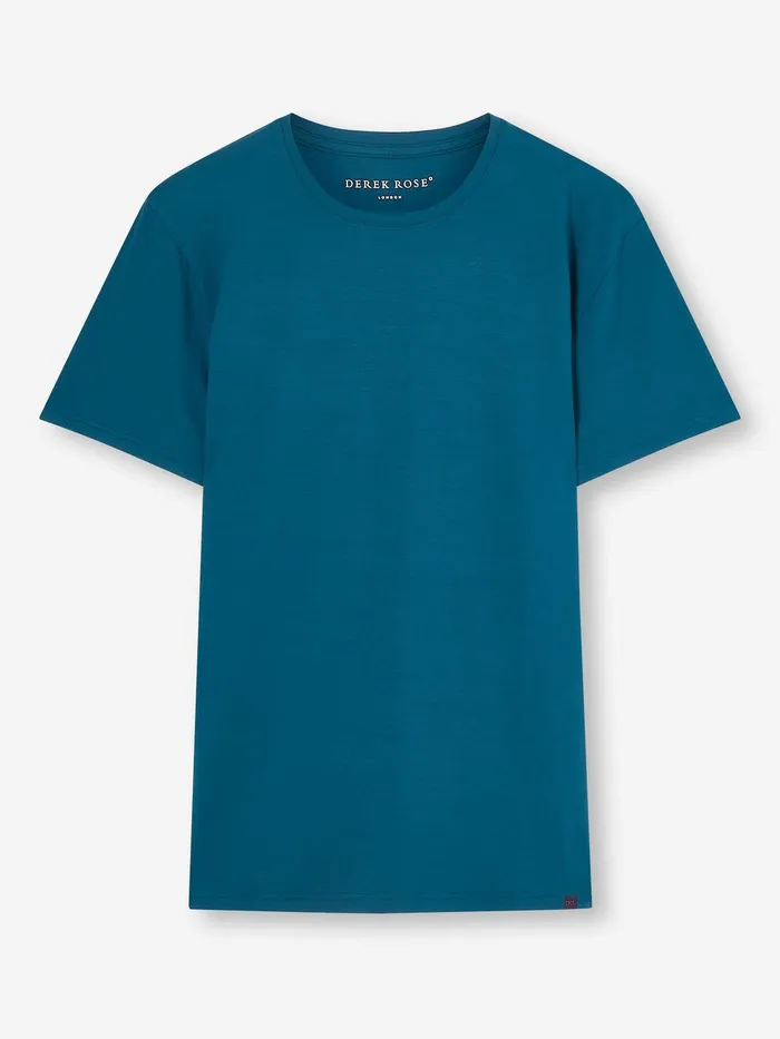 Derek Rose TShirt Basel Micro Modal Stretch Poseidon Blue Men Short Sleeve TShirts