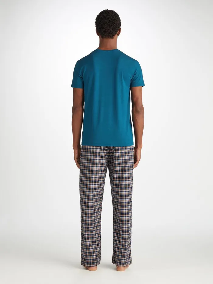 Derek Rose TShirt Basel Micro Modal Stretch Poseidon Blue Men Short Sleeve TShirts