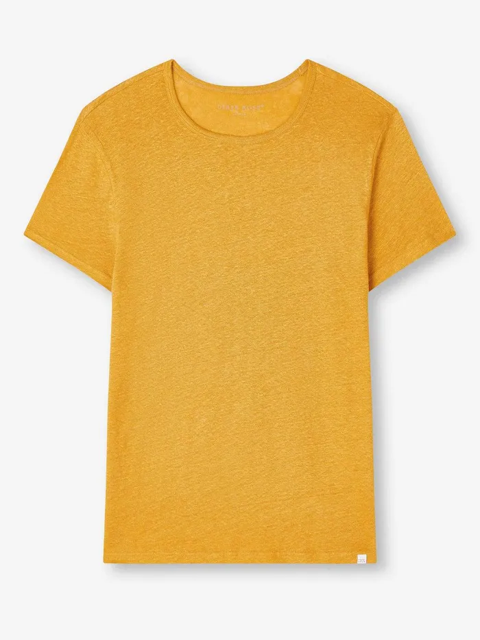 Derek Rose TShirt Jordan Linen Mustard Men Linen TShirts