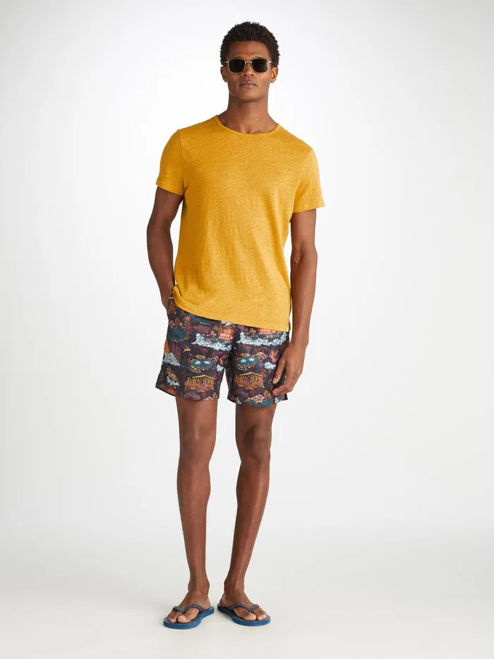 Derek Rose TShirt Jordan Linen Mustard Men Linen TShirts