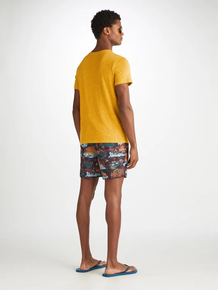 Derek Rose TShirt Jordan Linen Mustard Men Linen TShirts