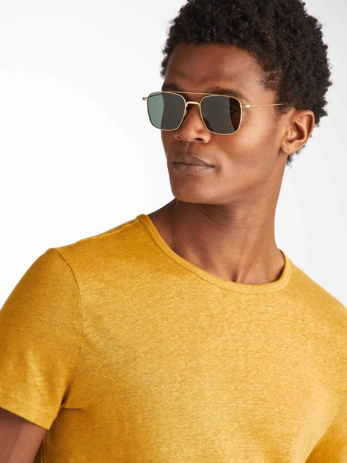 Derek Rose TShirt Jordan Linen Mustard Men Linen TShirts
