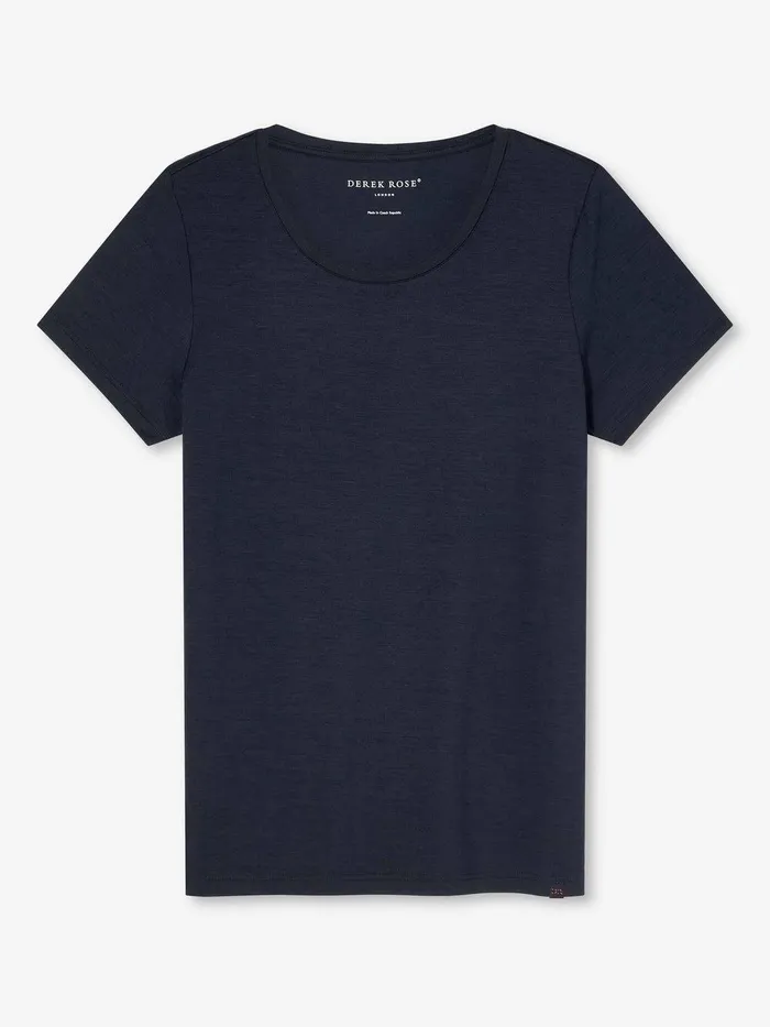 Derek Rose TShirt Lara Micro Modal Stretch Navy Women Short Sleeve TShirts