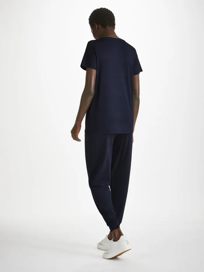Derek Rose TShirt Lara Micro Modal Stretch Navy Women Short Sleeve TShirts