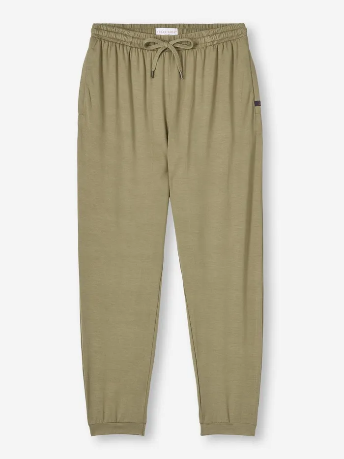 Derek Rose Track Pants Basel Micro Modal Stretch Khaki Men Casual Pants