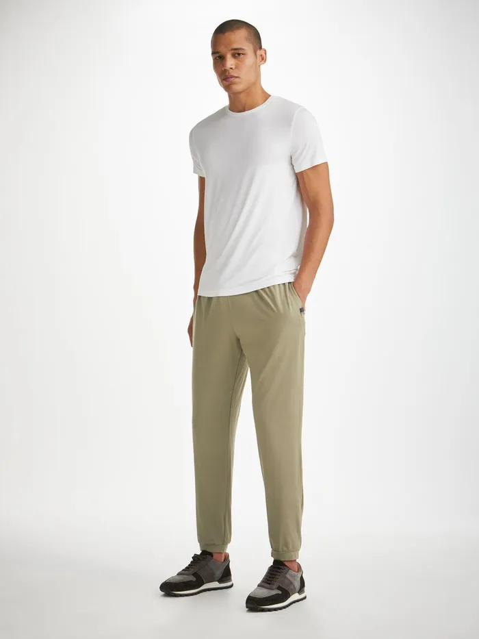 Derek Rose Track Pants Basel Micro Modal Stretch Khaki Men Casual Pants