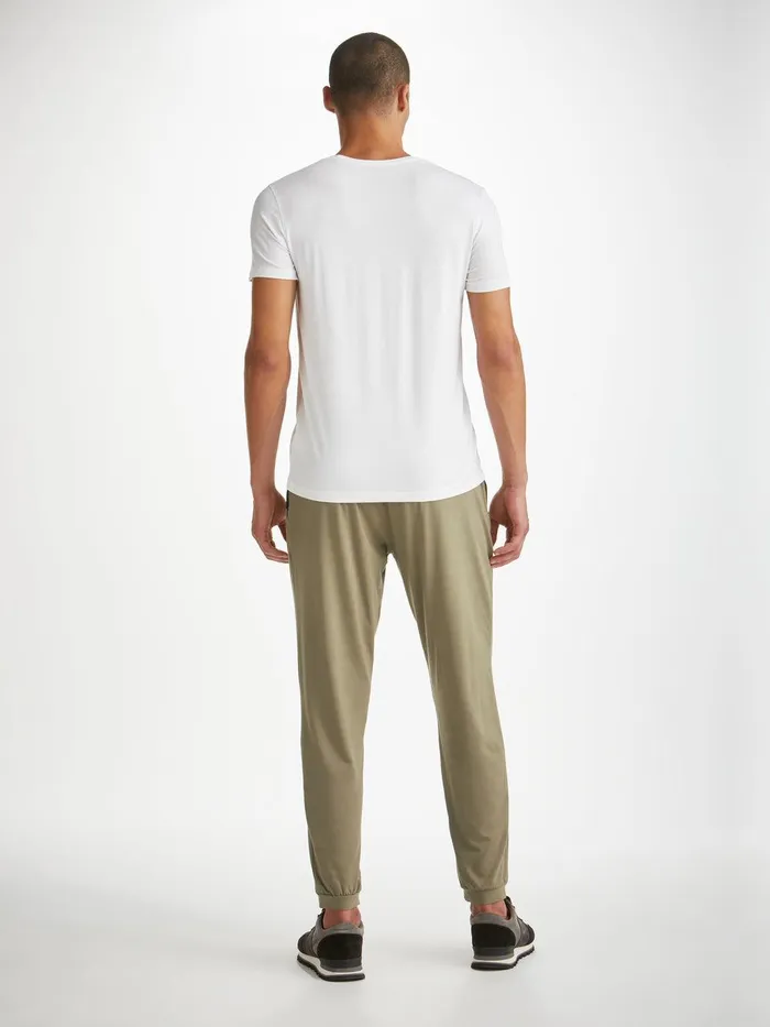 Derek Rose Track Pants Basel Micro Modal Stretch Khaki Men Casual Pants