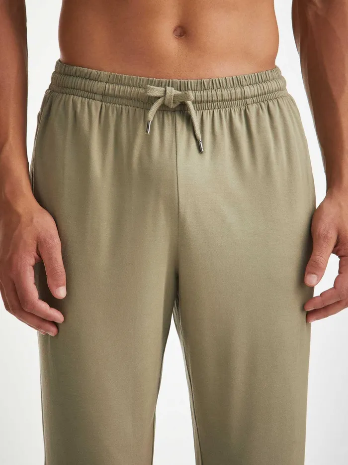 Derek Rose Track Pants Basel Micro Modal Stretch Khaki Men Casual Pants