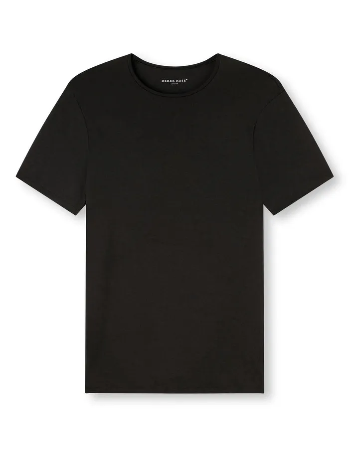 Derek Rose Underwear TShirt Alex Micro Modal Stretch Black Men Underwear TShirts