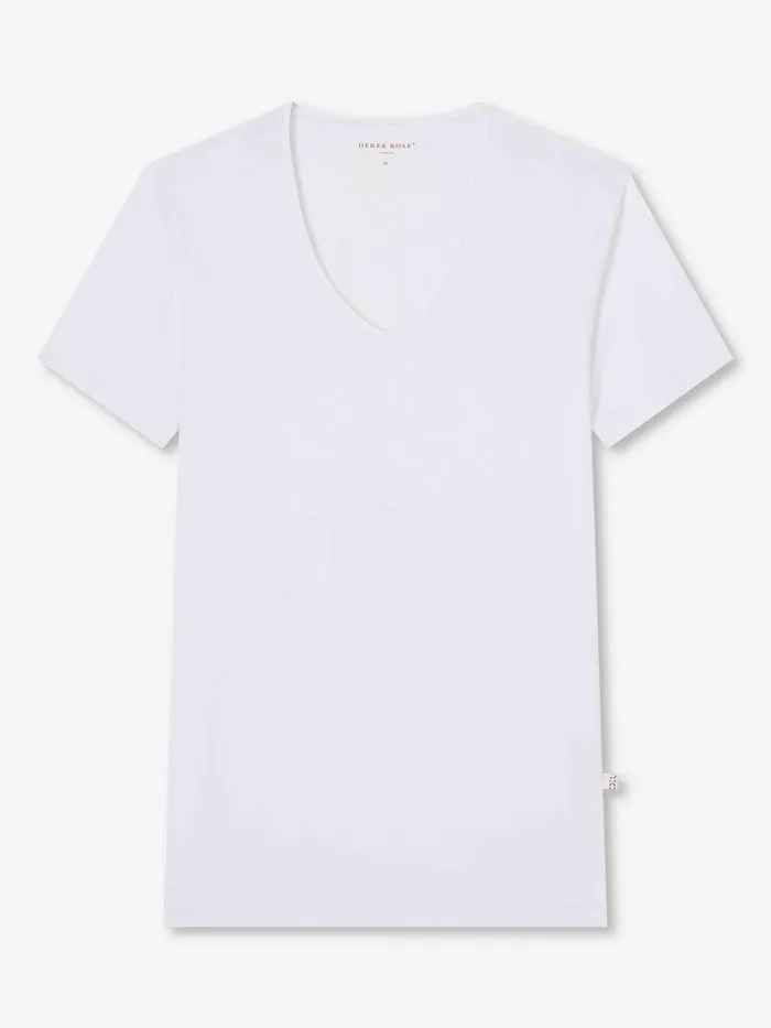 Derek Rose Underwear VNeck TShirt Jack Pima Cotton Stretch White Men Underwear TShirts