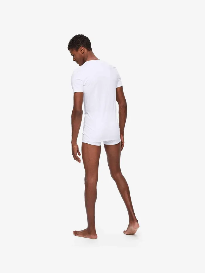 Derek Rose Underwear VNeck TShirt Jack Pima Cotton Stretch White Men Underwear TShirts