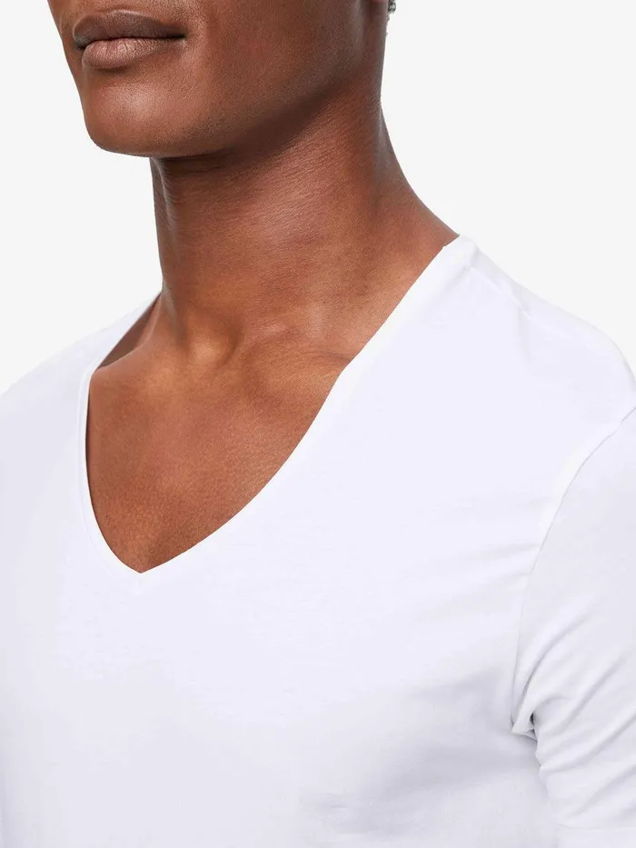Derek Rose Underwear VNeck TShirt Jack Pima Cotton Stretch White Men Underwear TShirts