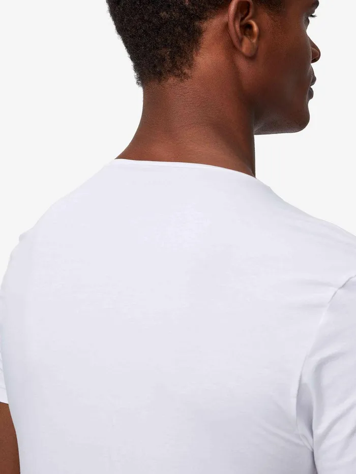 Derek Rose Underwear VNeck TShirt Jack Pima Cotton Stretch White Men Underwear TShirts