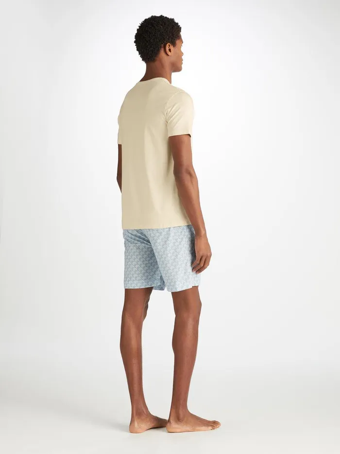 Derek Rose VNeck TShirt Basel Micro Modal Stretch Ecru Men Short Sleeve TShirts