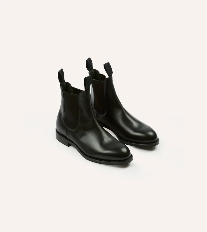 Drake039s Black Calf Leather Hancock Goodyear Welted Chelsea Boot Men Chelsea Boots