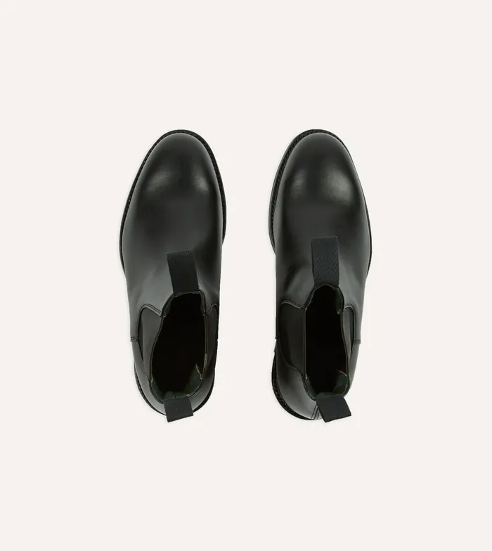 Drake039s Black Calf Leather Hancock Goodyear Welted Chelsea Boot Men Chelsea Boots
