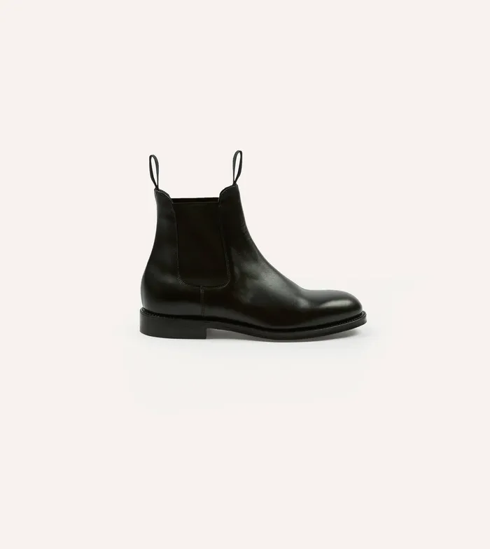 Drake039s Black Calf Leather Hancock Goodyear Welted Chelsea Boot Men Chelsea Boots