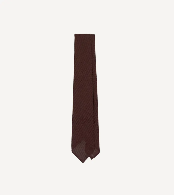 Drake039s Burgundy Fine Woven Grenadine Silk Hand Rolled Tie Men Plain Ties