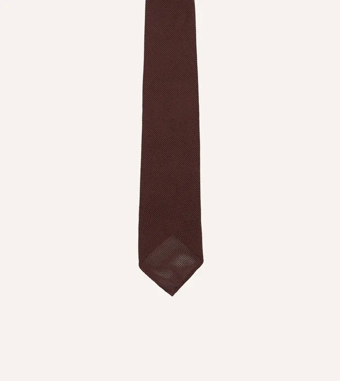 Drake039s Burgundy Fine Woven Grenadine Silk Hand Rolled Tie Men Plain Ties