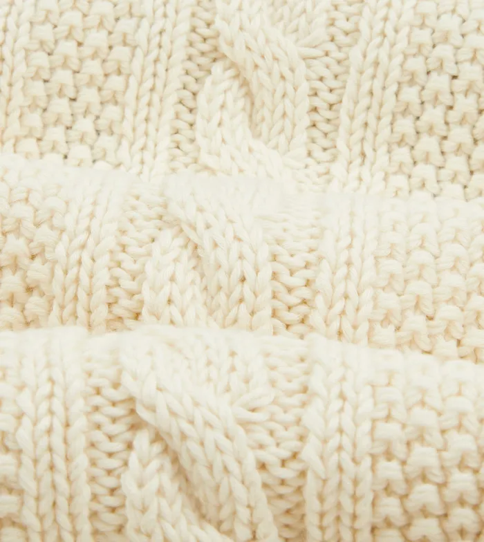 Drake039s Ecru Cotton Cashmere Cable Knit VNeck Jumper Men Knitwear